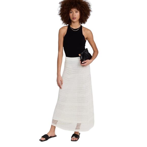 NWT! Theory Pull-On Crochet Knit Lace Ivory Maxi Skirt - Size Medium - Picture 1 of 12